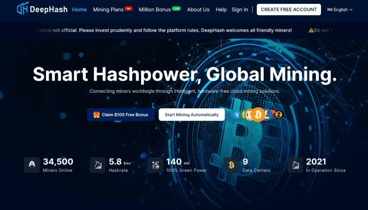 DeepHash – AI-Powered Cloud Mining Platform